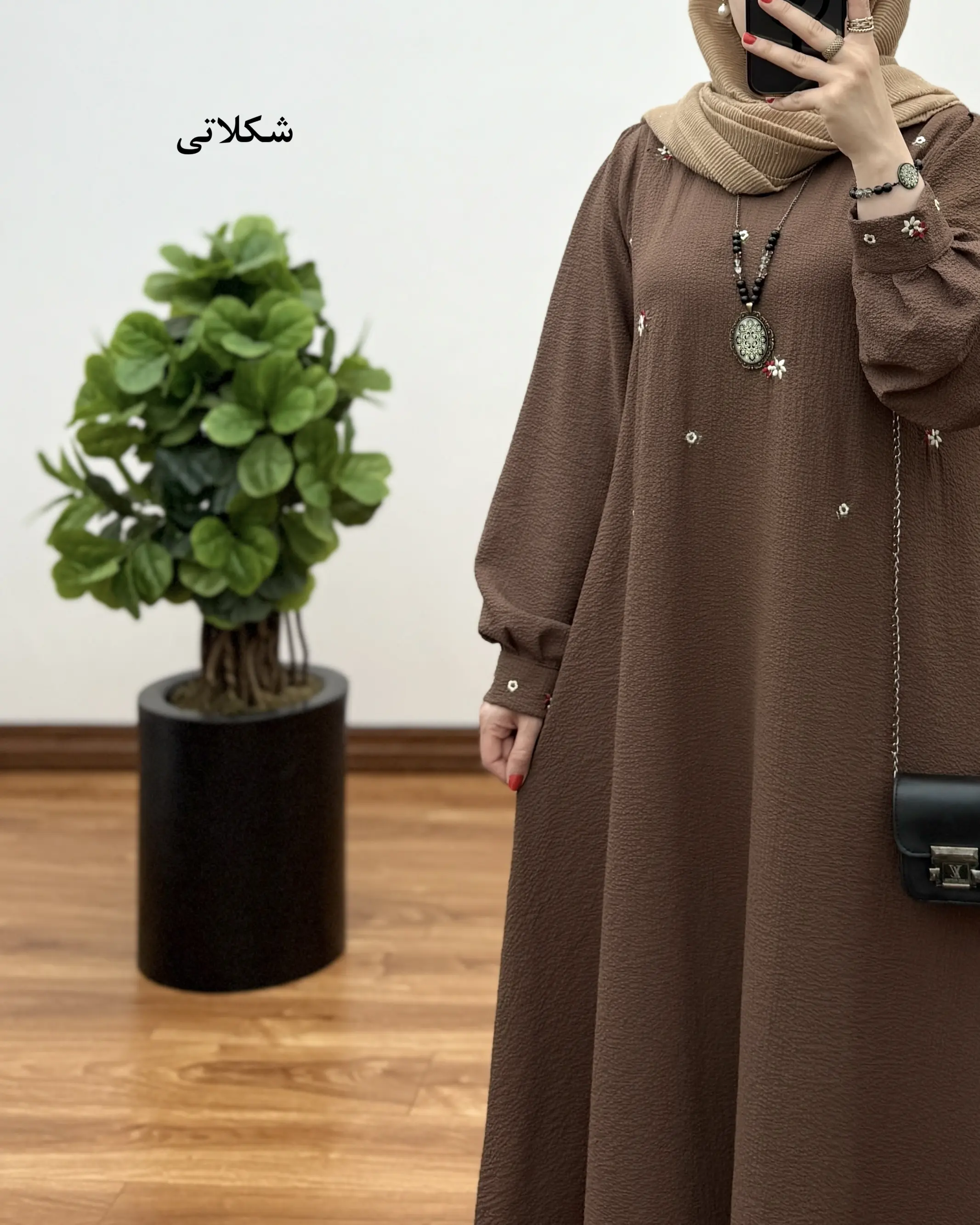 پیراهن مانتویی بلند پفکی مدل راحیل